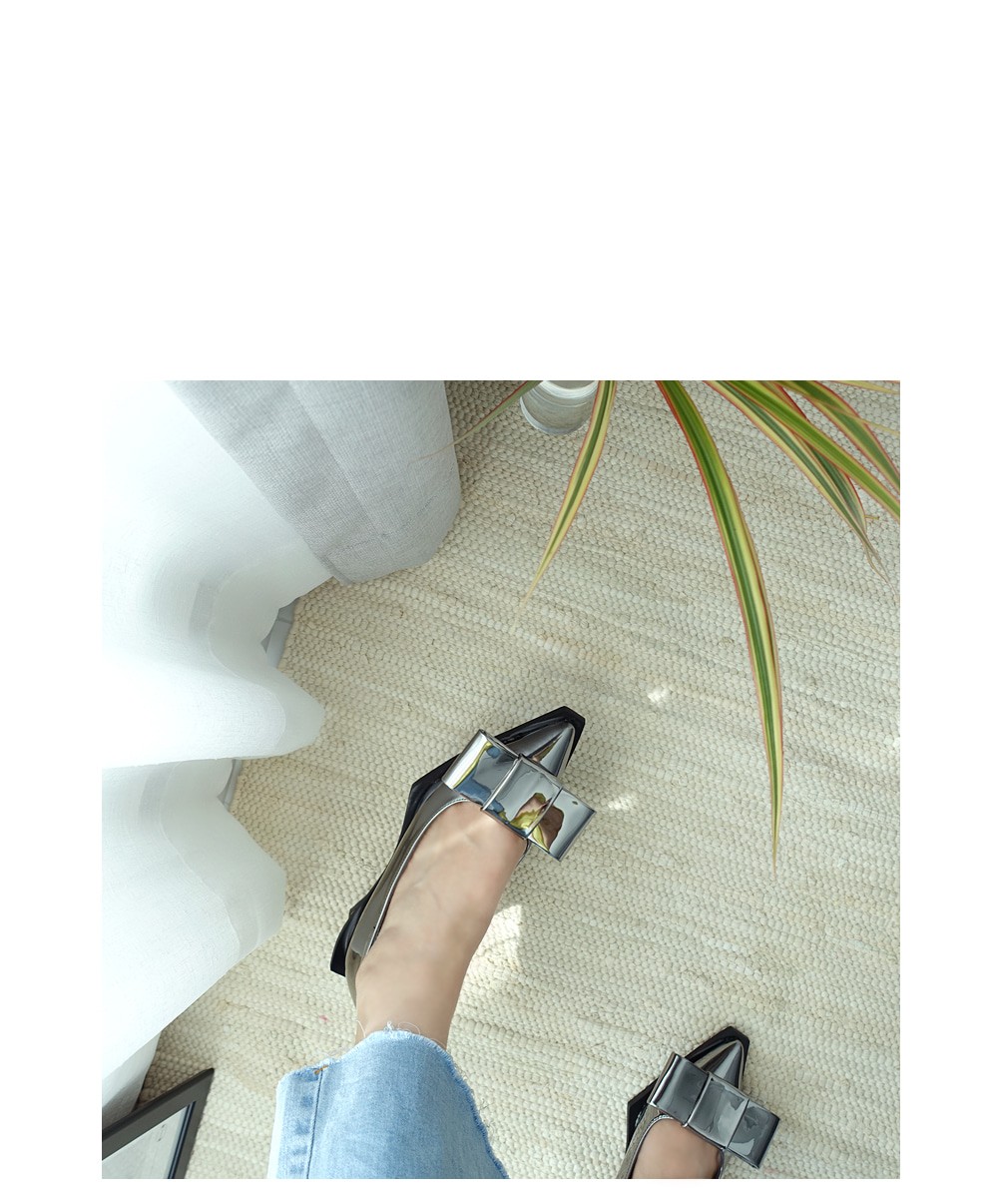 Unique Ribbon Pumps 5.5cm Shoe Silver Blue Keyhole