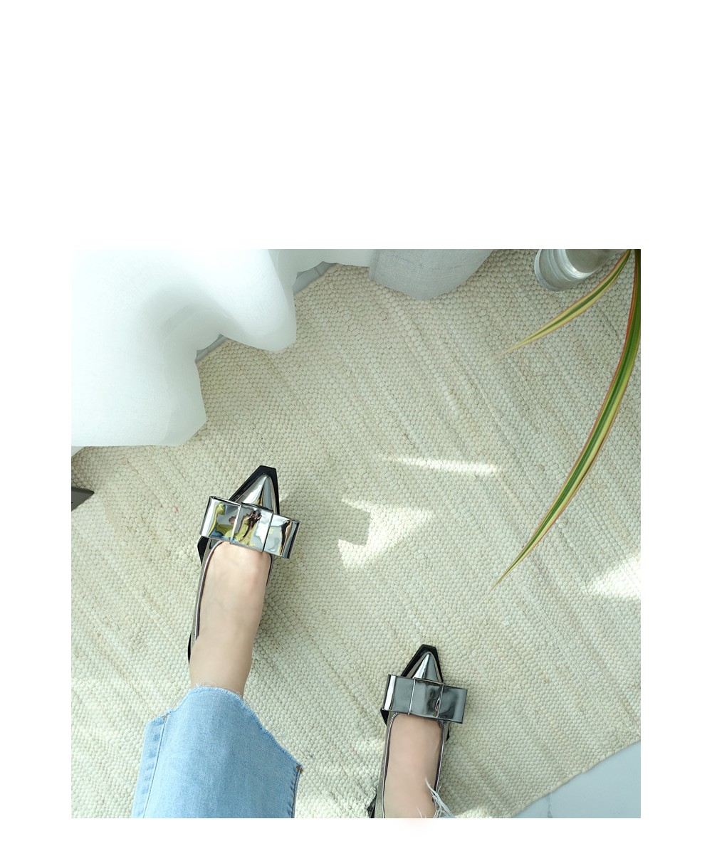 Unique Ribbon Pumps 5.5cm Shoe Silver Blue Keyhole