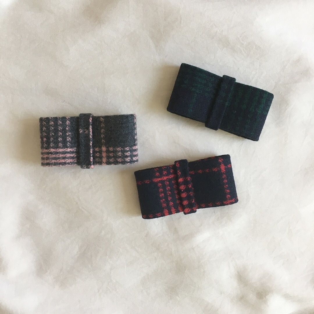 Hair Accessories Small woolen check ribbon pin pin