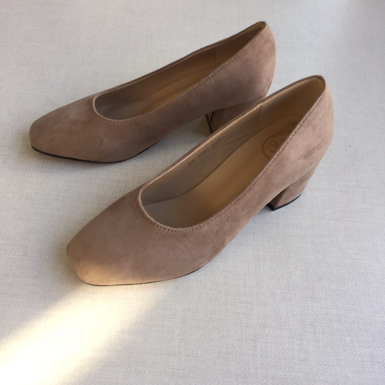Square nose suede mid-heel pumps 6cm 4 color shoes