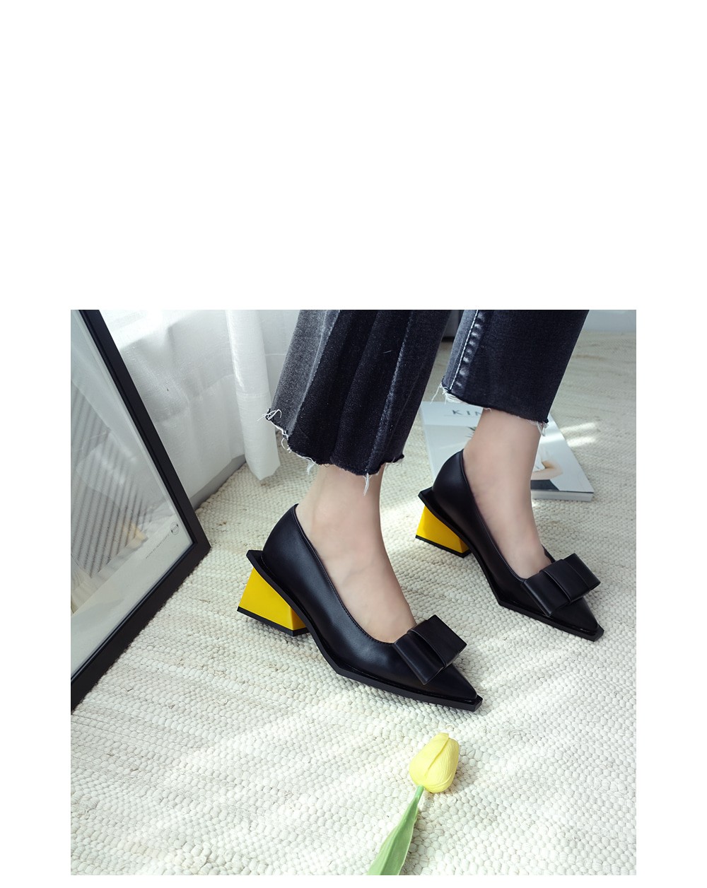 Unique Ribbon Pumps 5.5cm Shoe Silver Blue Keyhole