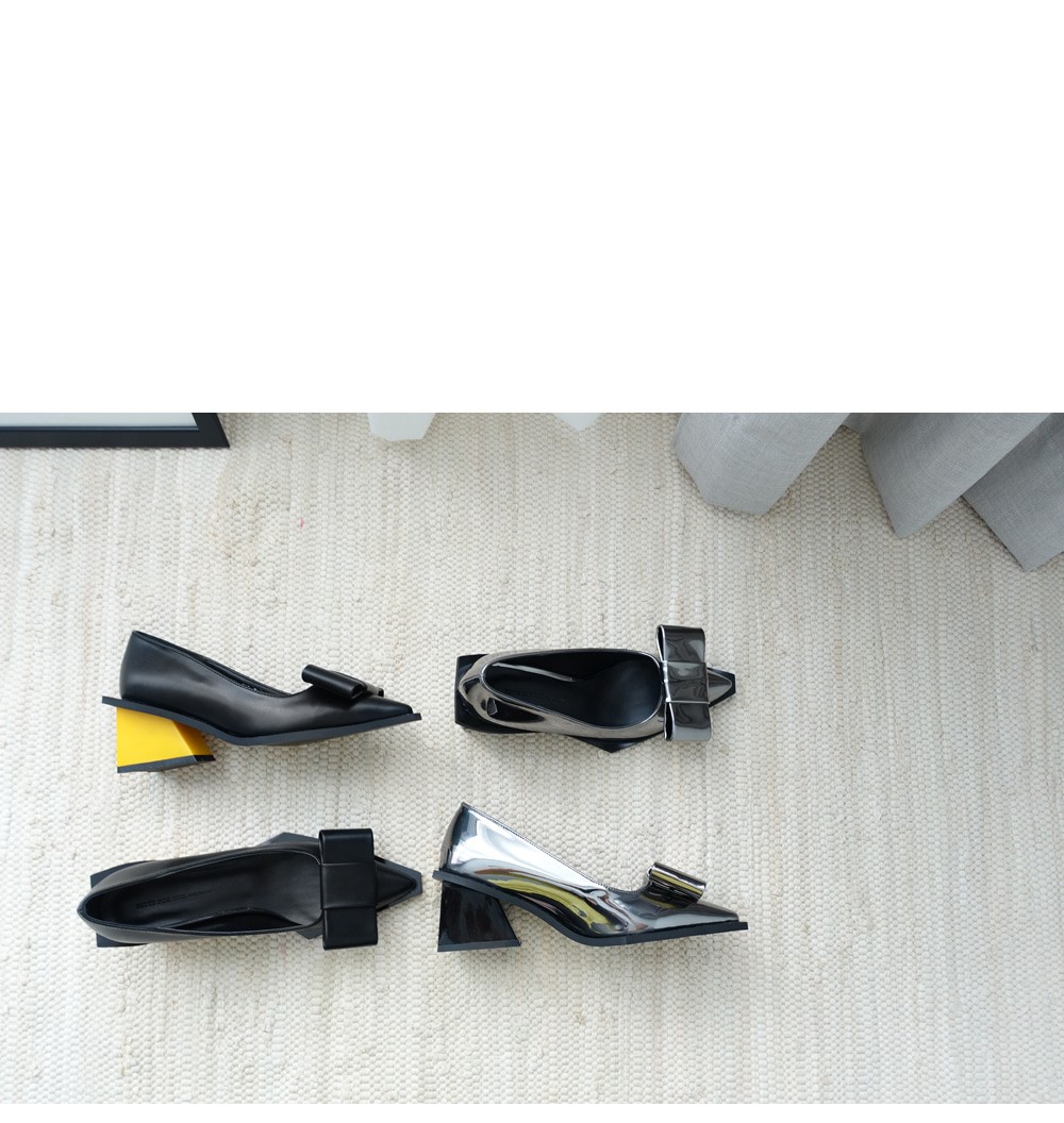 Unique Ribbon Pumps 5.5cm Shoe Silver Blue Keyhole