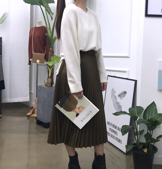 Suede Long pleated wrinkled skirt 20 women Winter 
