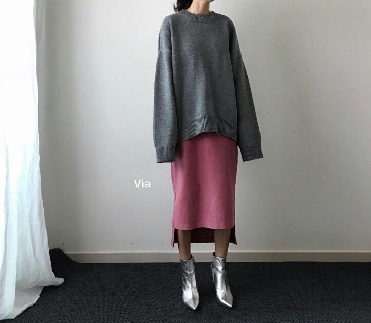 Corduroy Untrimmed Skirt 2col Golden Denim Lance W