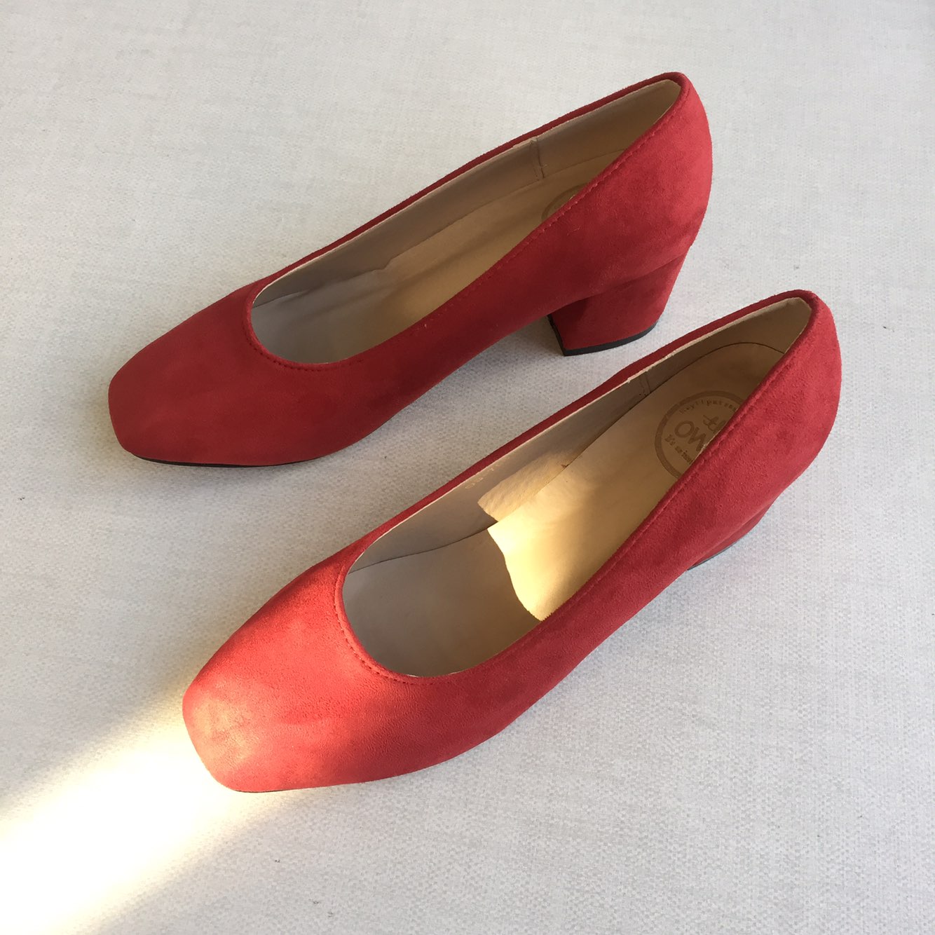 Square nose suede mid-heel pumps 6cm 4 color shoes