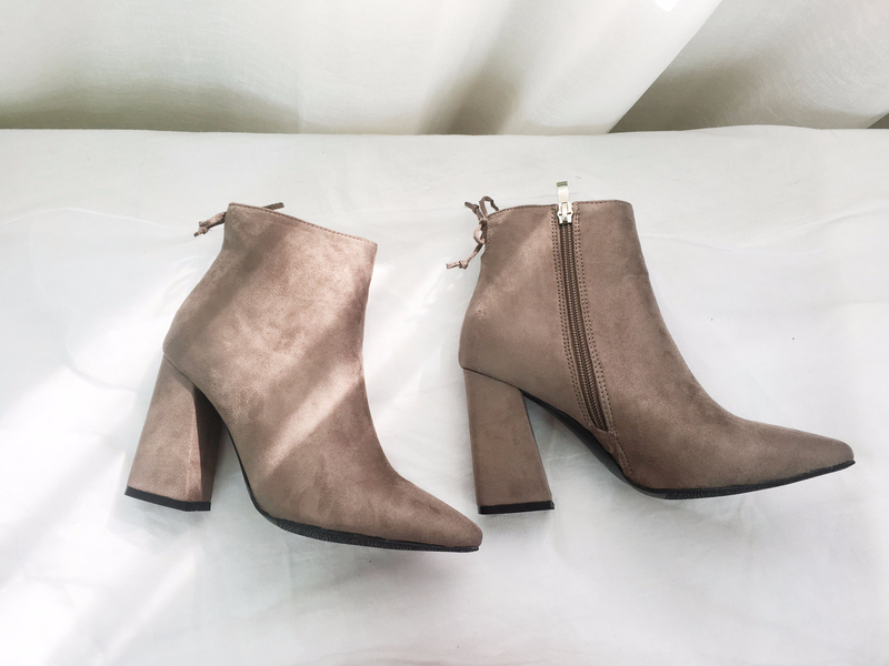 Suede Angle Boots Square Winter 2color Coordinatio