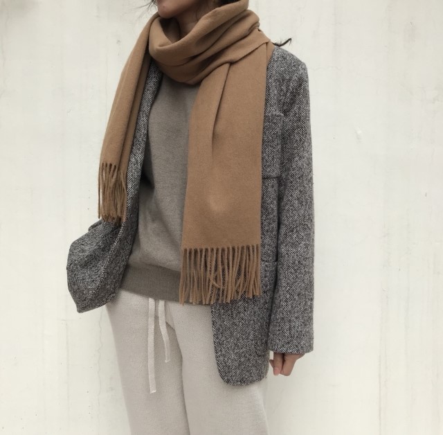 Same-day shipping open wool muffler neat natural l