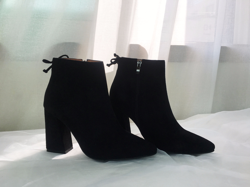 Suede Angle Boots Square Winter 2color Coordinatio