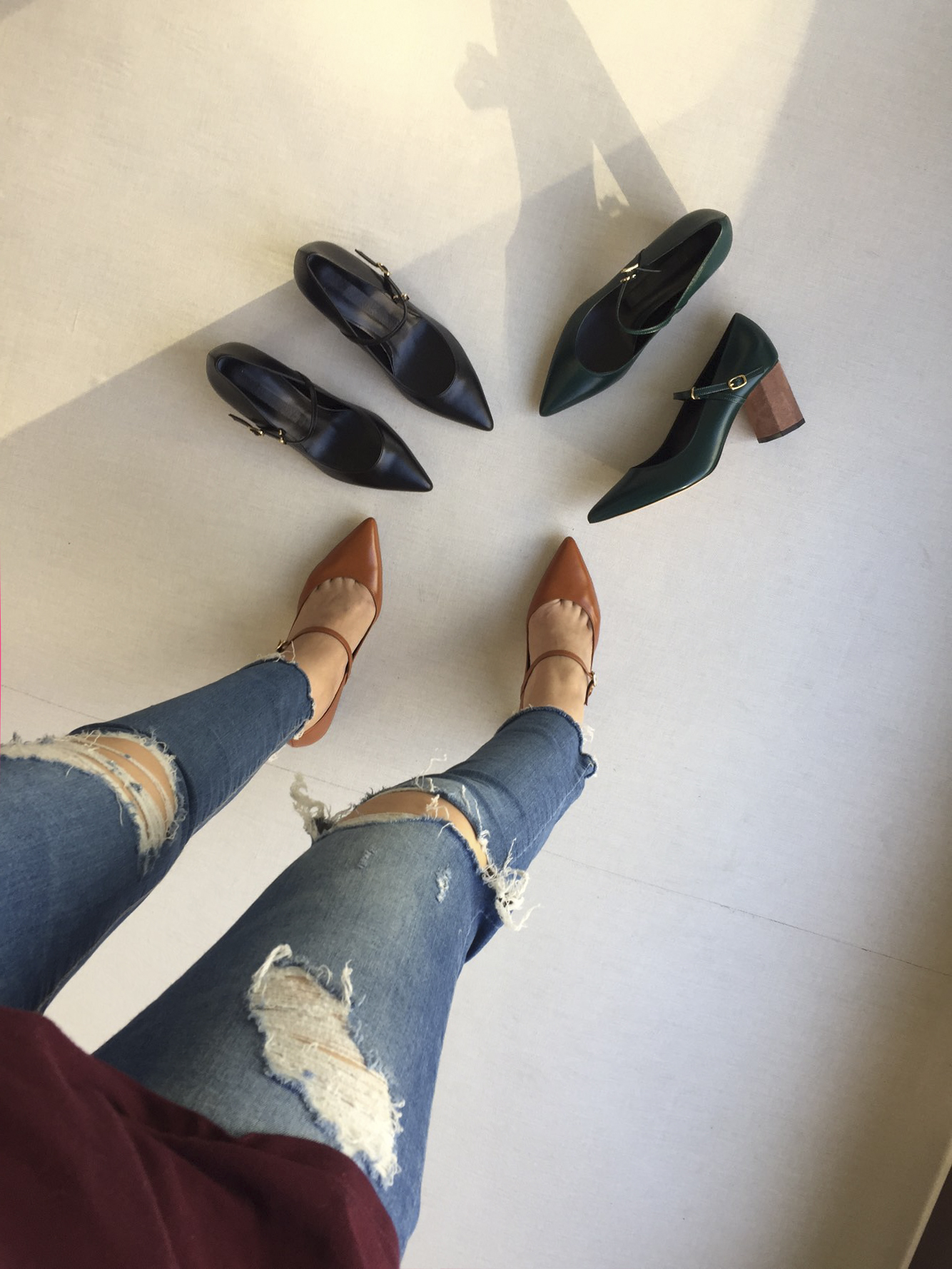 Point-heeled cowhide leather strap Stiletto heel 7