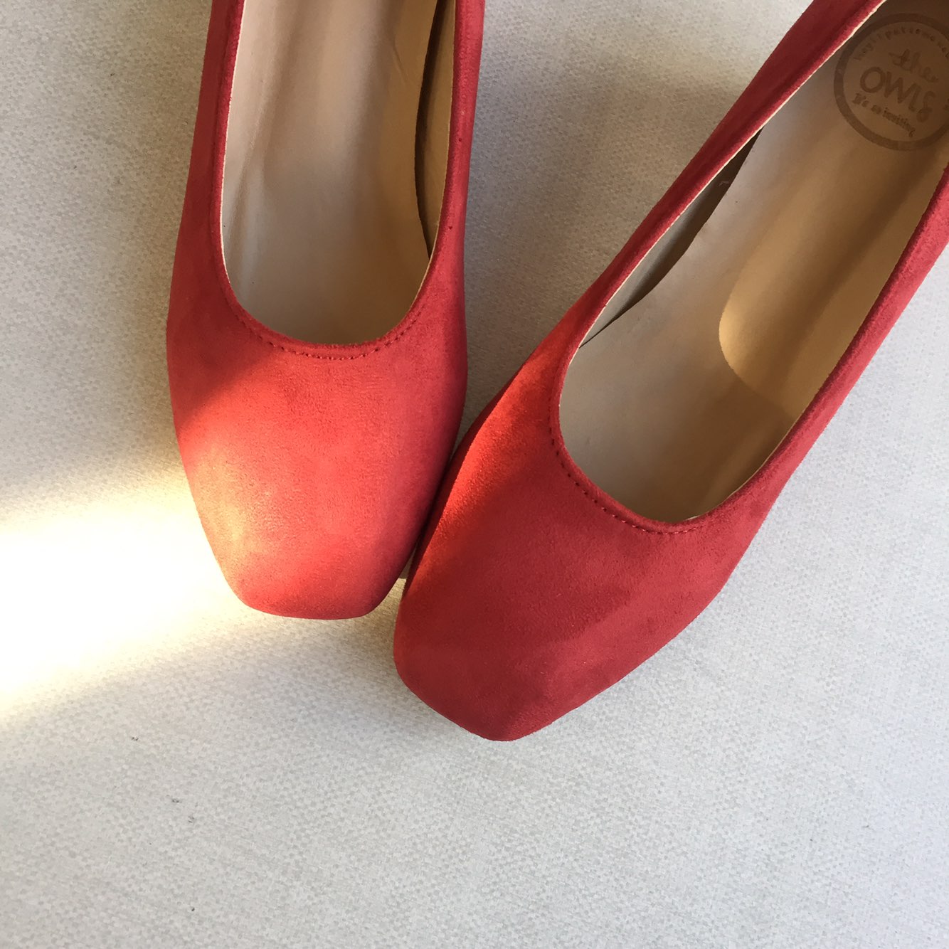 Square nose suede mid-heel pumps 6cm 4 color shoes