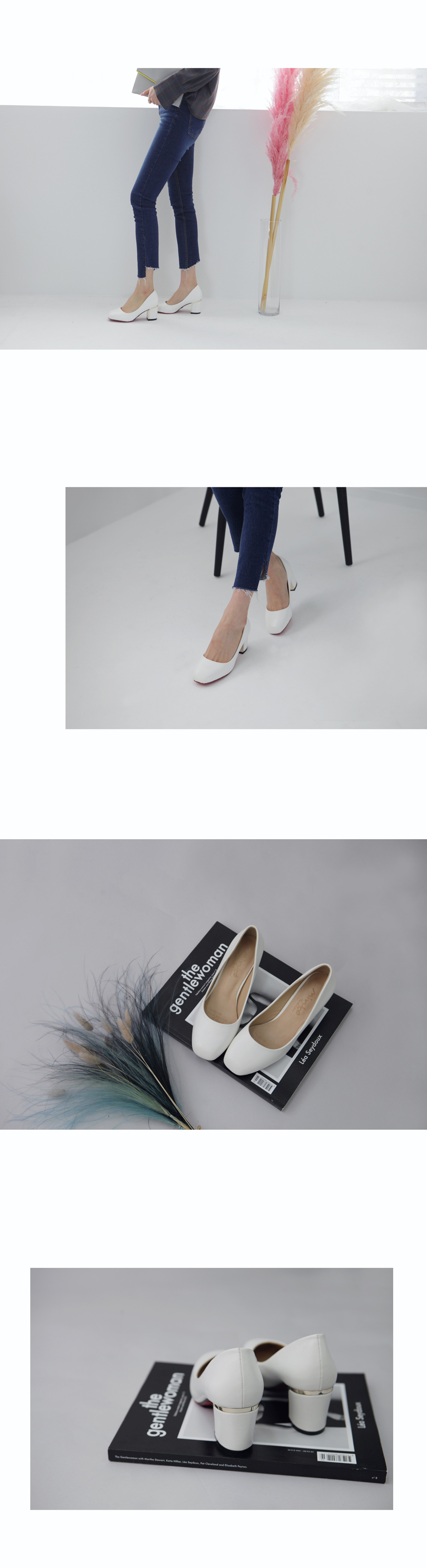 Square Midhill Hill Tongue Pumps 6cm Heeled Women&