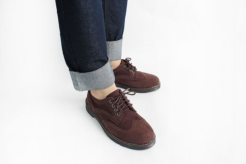 Man Suede Casual Wingtip Shoe Suit Male 30s