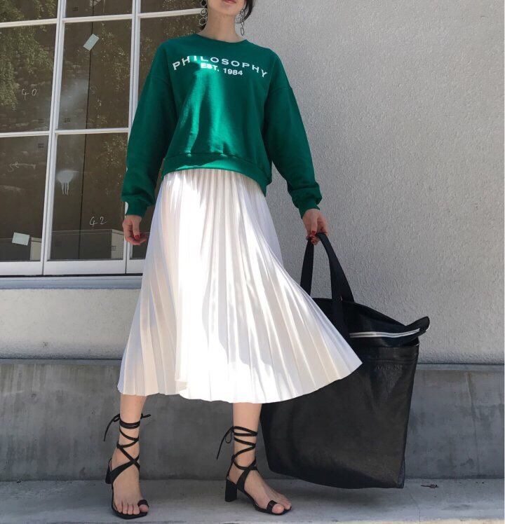 Metallic Pleated Long Skirt Date Coordination