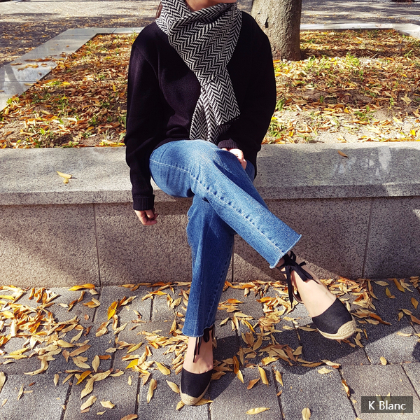 Herringbone muffler Large size Unisex French fashi