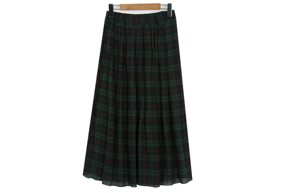 Modern Check Flare Banding Skirt Women Winter a Li