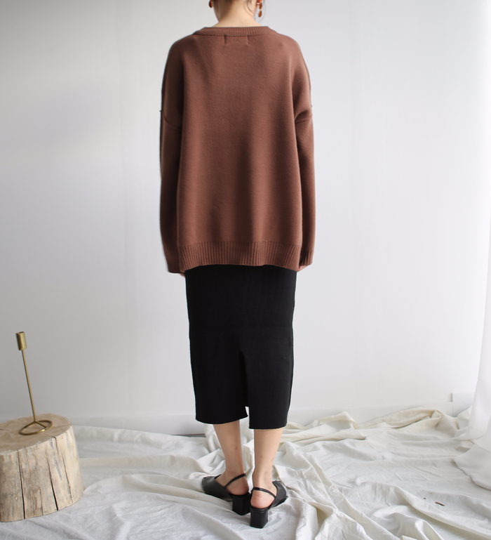 Knit winter long skirt skirt back slit