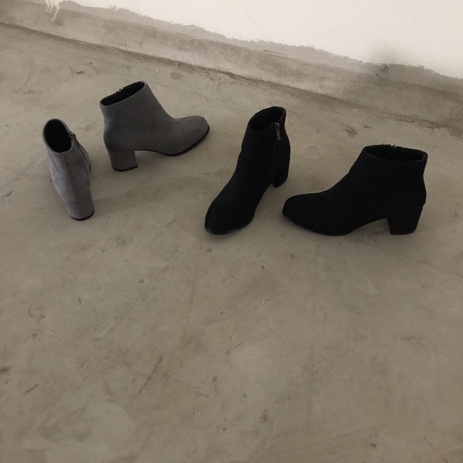 Suede Ankle Boots Angle Midsole Heel 5cm Black, Gr