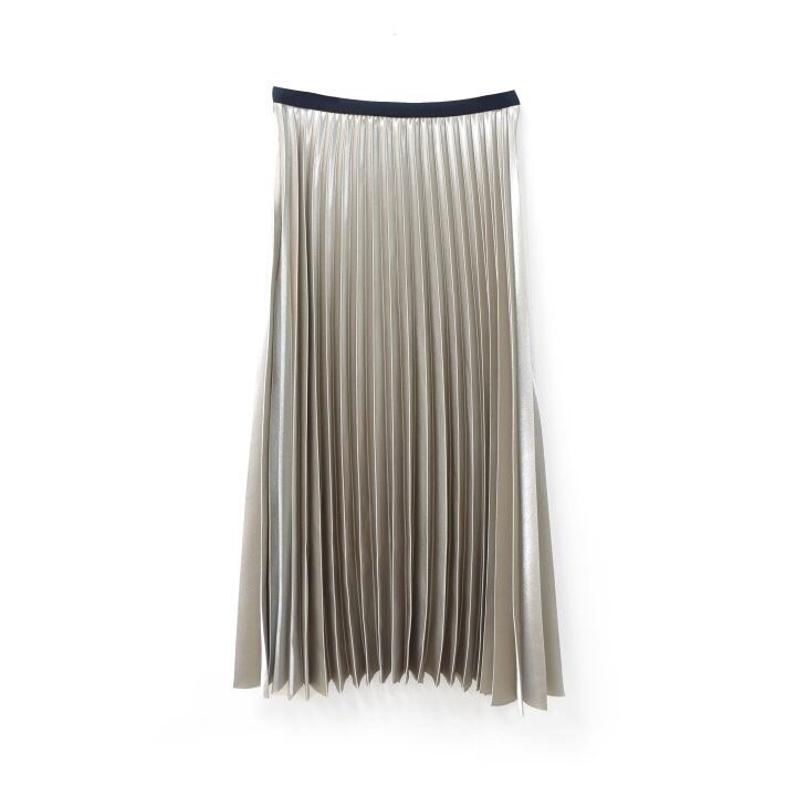 Metallic Pleated Long Skirt Date Coordination