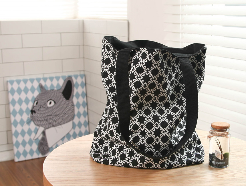 Black and white canvas Eco-bag Unique item Unsurel