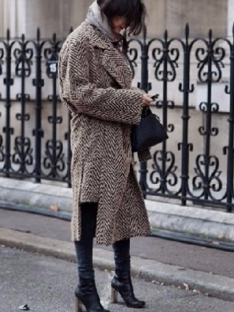 Herringbone muffler Large size Unisex French fashi