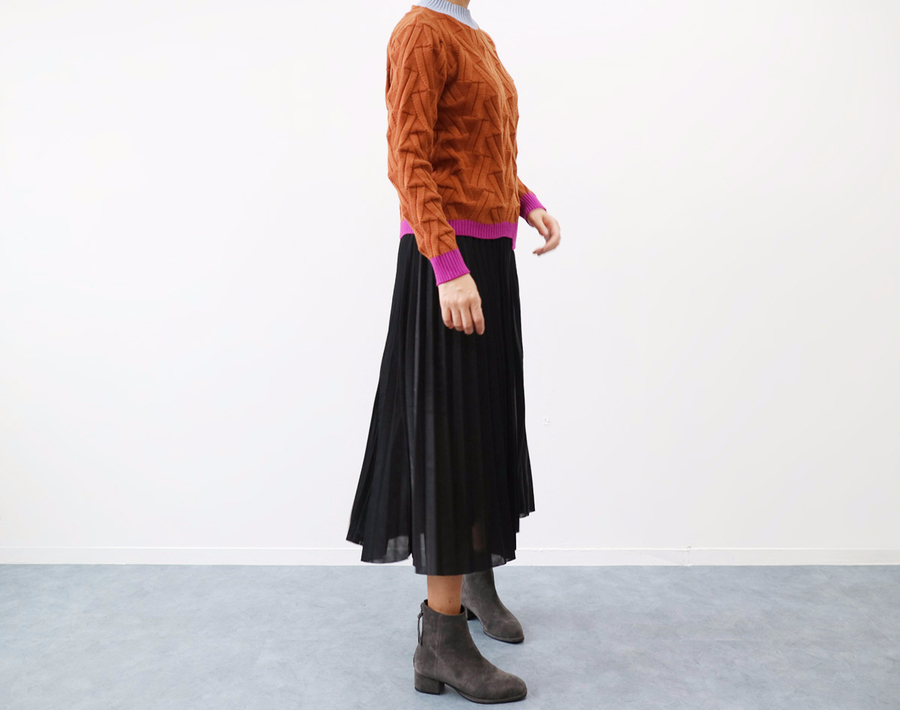 Gold Silver Metal Pearl Pleated Banding Long Skirt