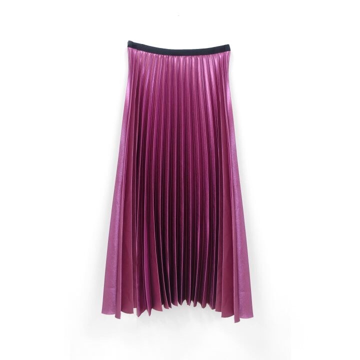 Metallic Pleated Long Skirt Date Coordination