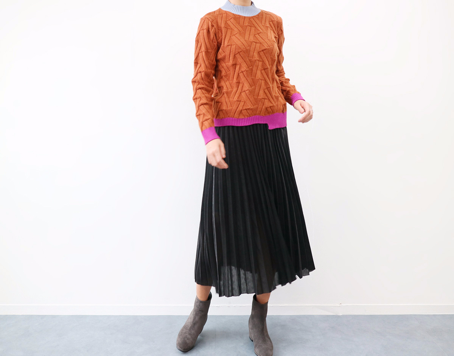 Gold Silver Metal Pearl Pleated Banding Long Skirt