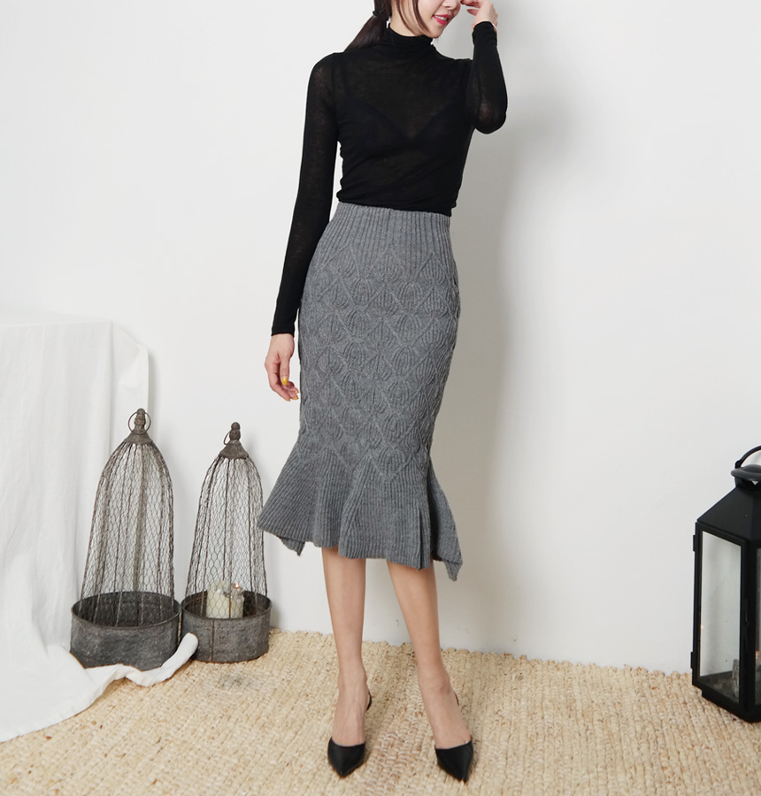 Mermaid Banding Knit Skirt Rong Chimette Coordinat