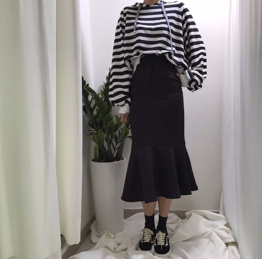 High-waisted Mermaid Skirt Autumn Long Tiered Long