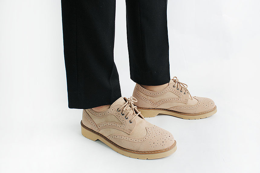 Man Suede Casual Wingtip Shoe Suit Male 30s