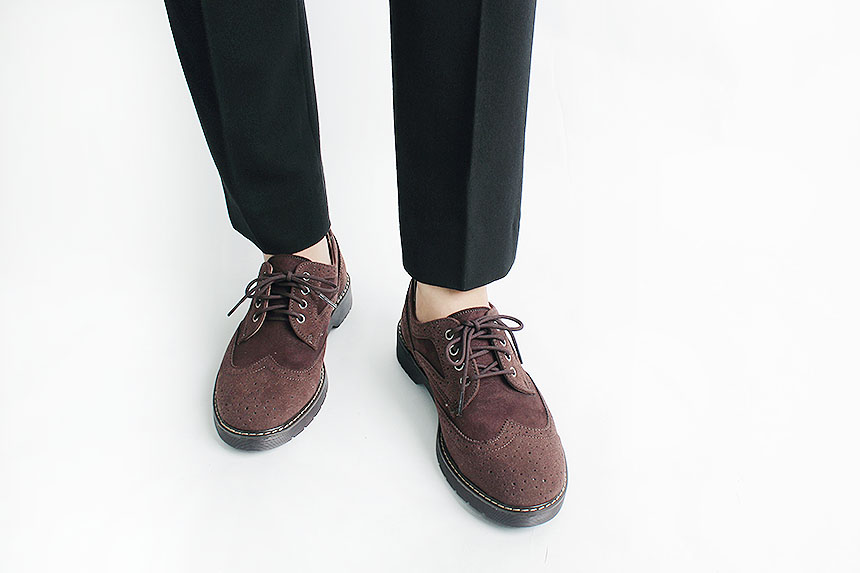 Man Suede Casual Wingtip Shoe Suit Male 30s