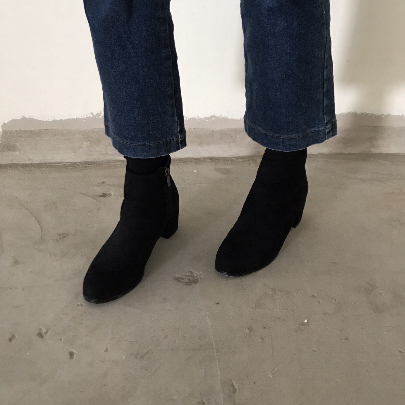 Suede Ankle Boots Angle Midsole Heel 5cm Black, Gr