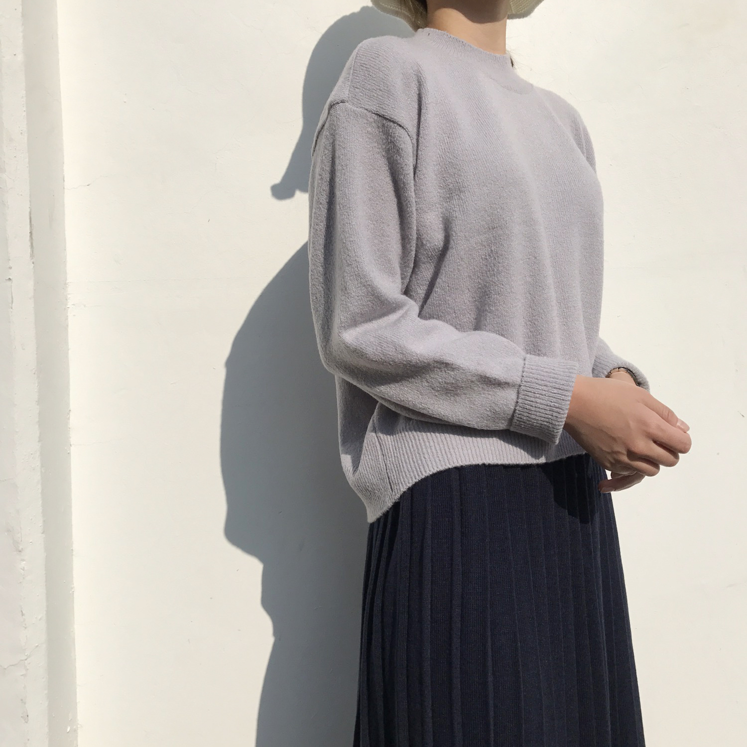 Winter knit pleated long skirt 4color wrinkles