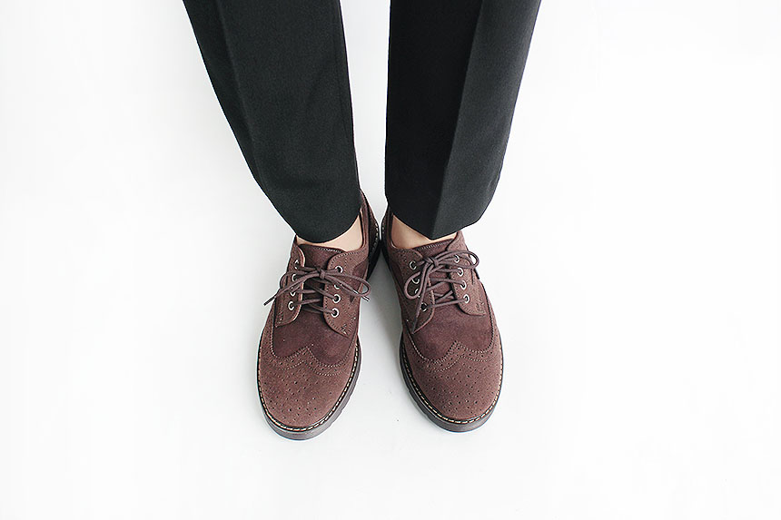 Man Suede Casual Wingtip Shoe Suit Male 30s
