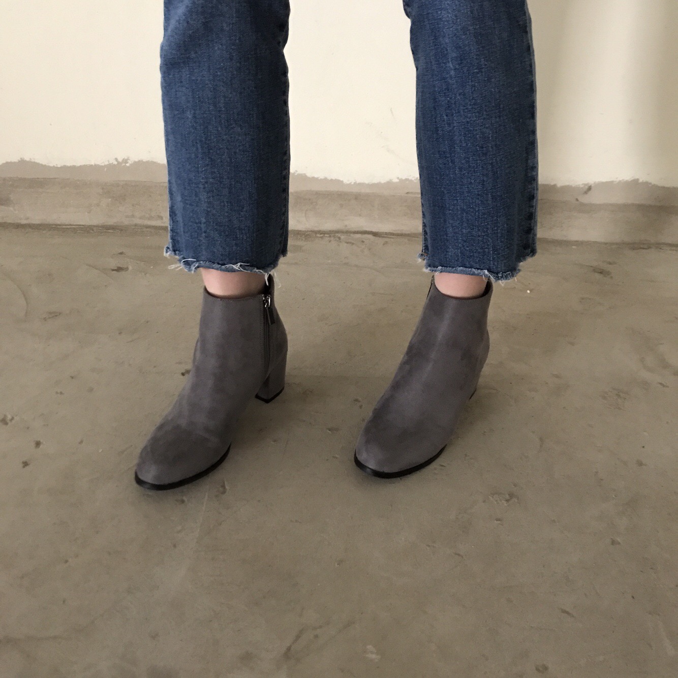 Suede Ankle Boots Angle Midsole Heel 5cm Black, Gr