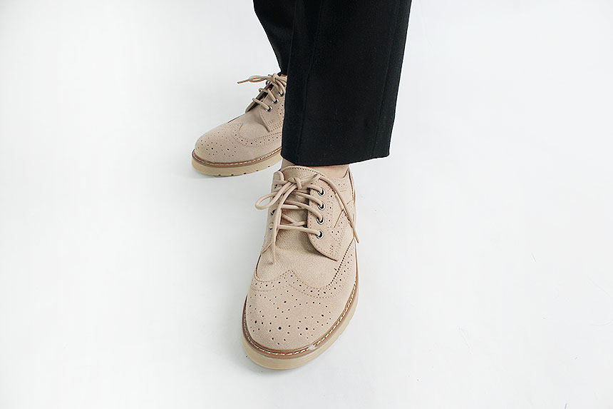 Man Suede Casual Wingtip Shoe Suit Male 30s