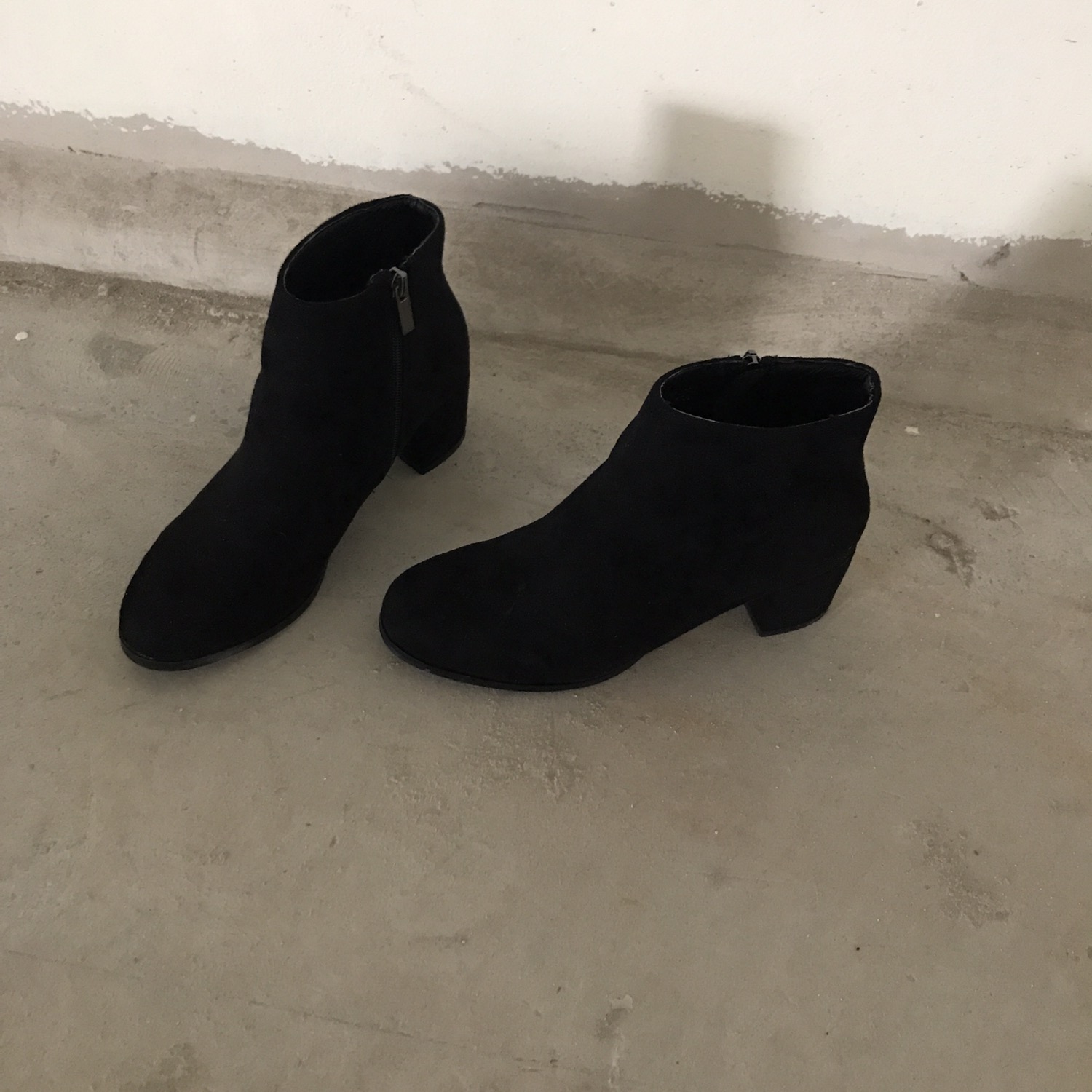Suede Ankle Boots Angle Midsole Heel 5cm Black, Gr