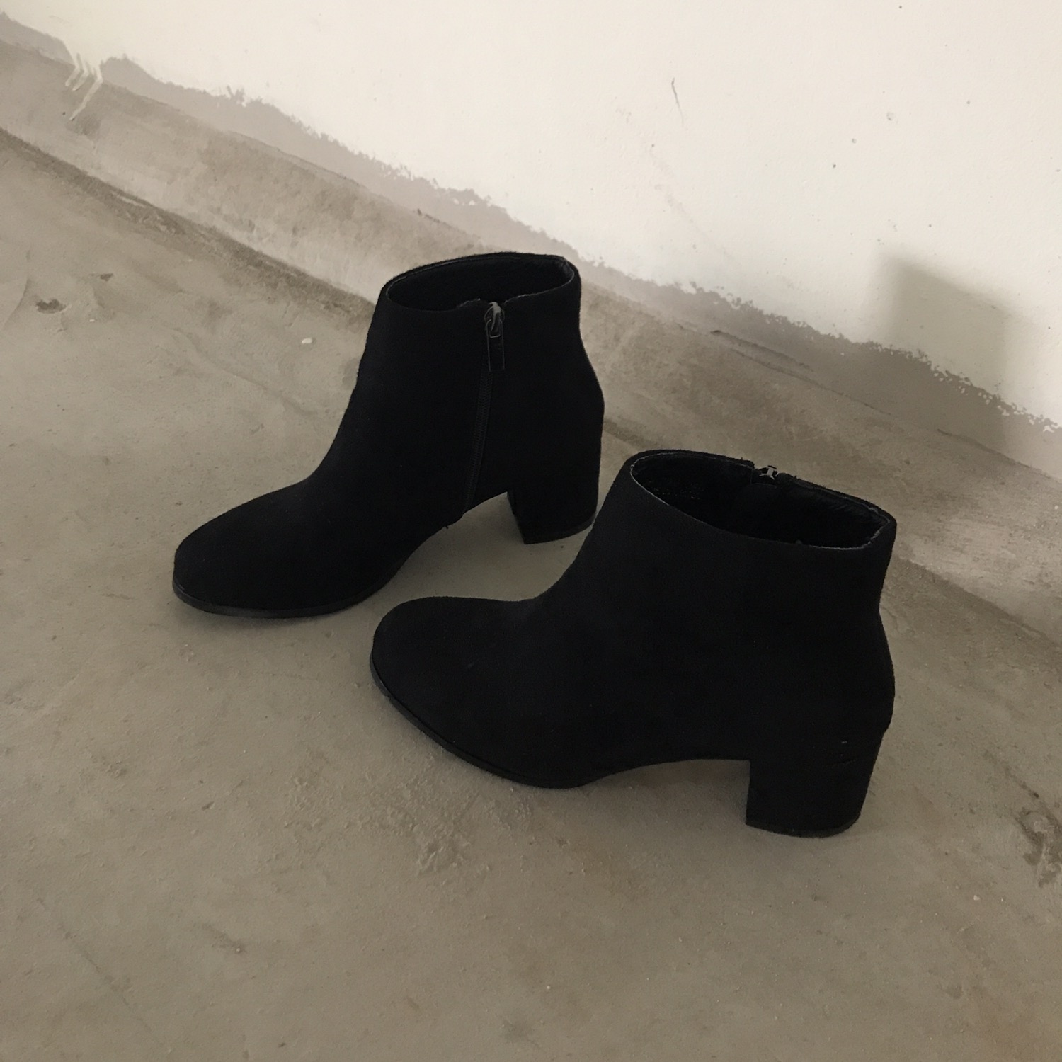 Suede Ankle Boots Angle Midsole Heel 5cm Black, Gr