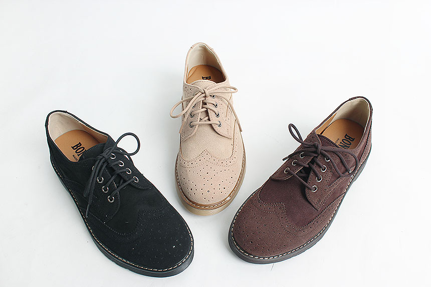 Man Suede Casual Wingtip Shoe Suit Male 30s