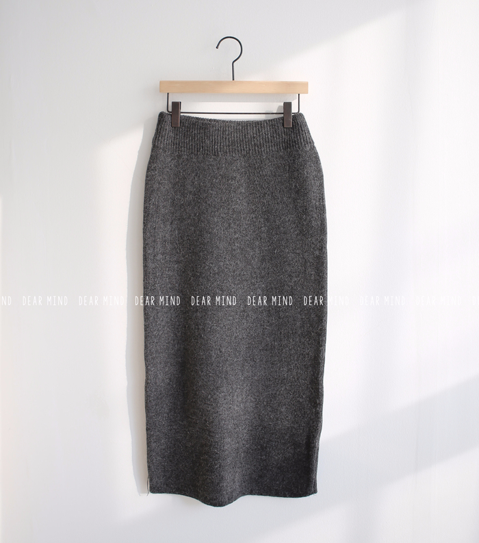 Knit winter long skirt skirt back slit