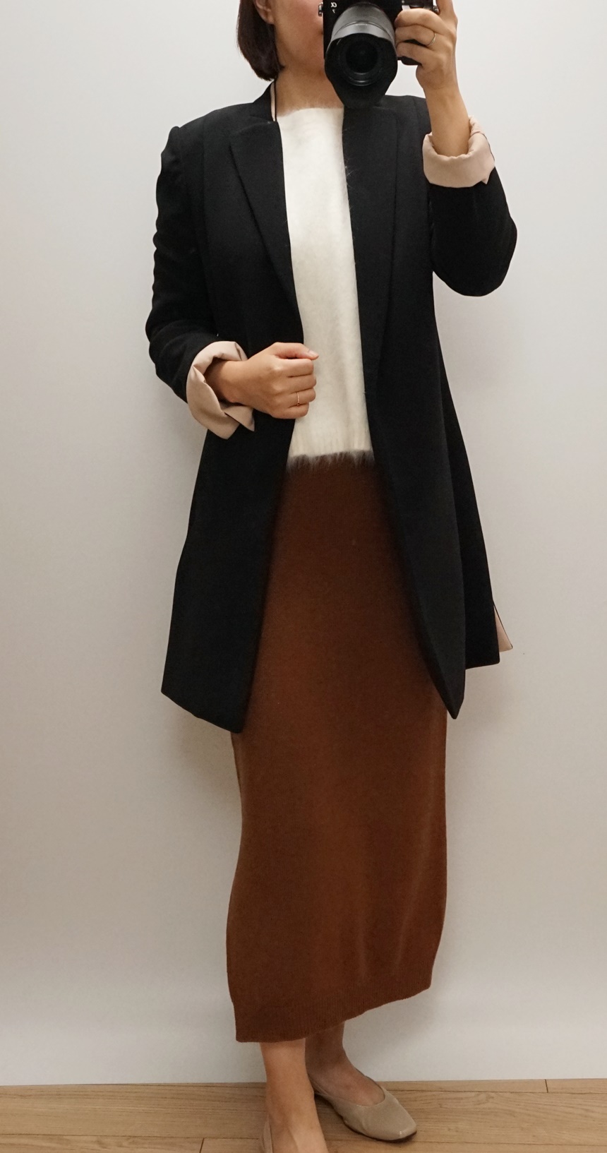 Knitted skirt Beige Brown Gray Black Briefing Band