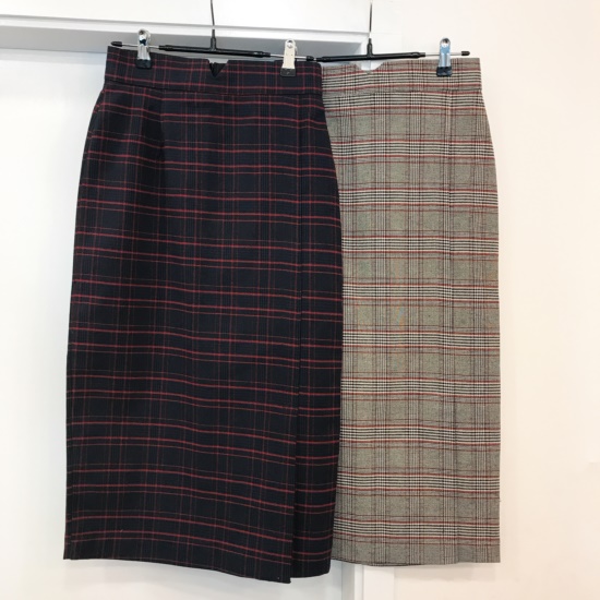 H line high waist check long skirt autumn skirt tr