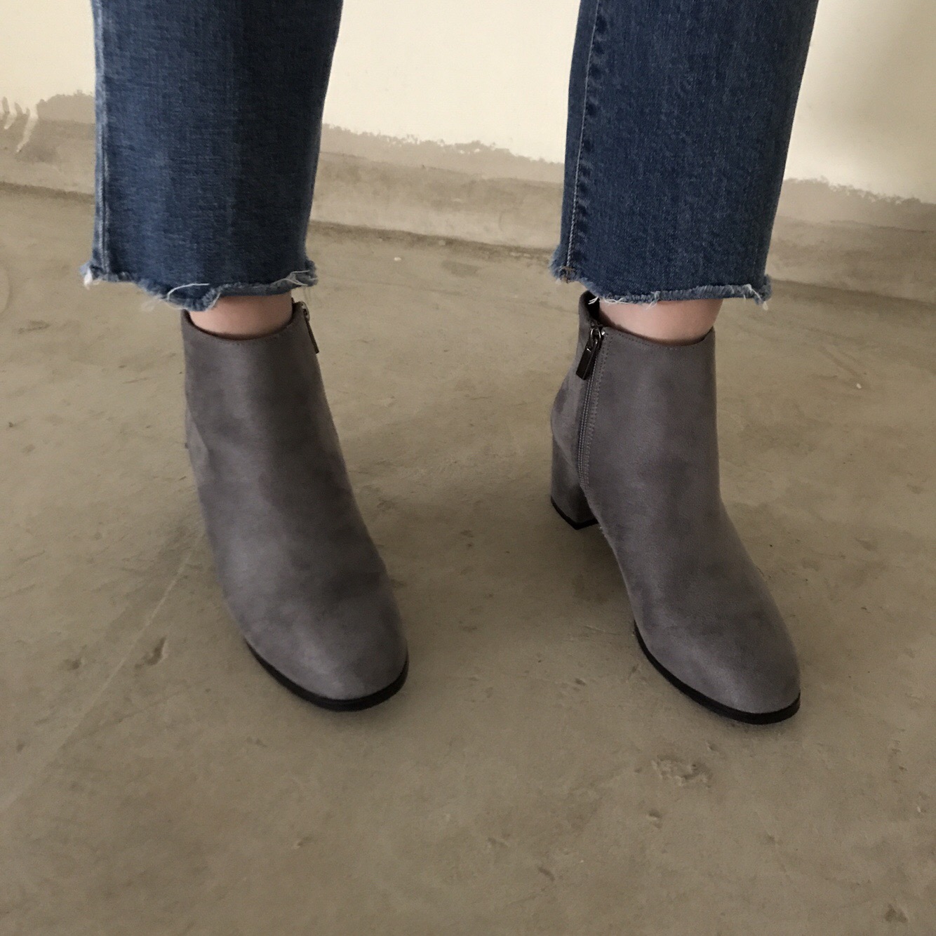 Suede Ankle Boots Angle Midsole Heel 5cm Black, Gr