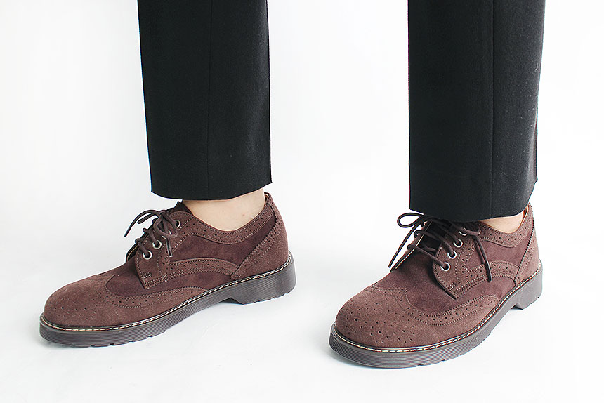 Man Suede Casual Wingtip Shoe Suit Male 30s