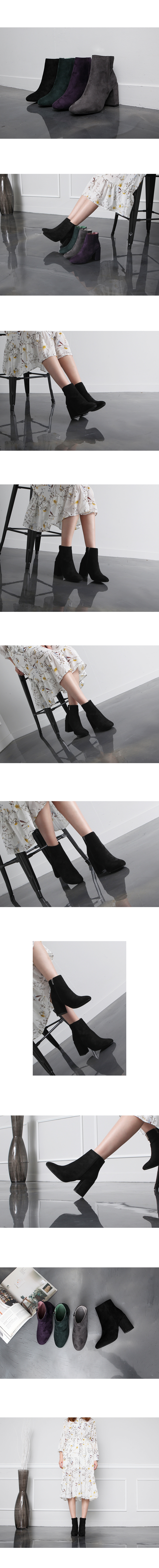 Suede Angle Boots 8cm Ankle Hill Tongue Women's