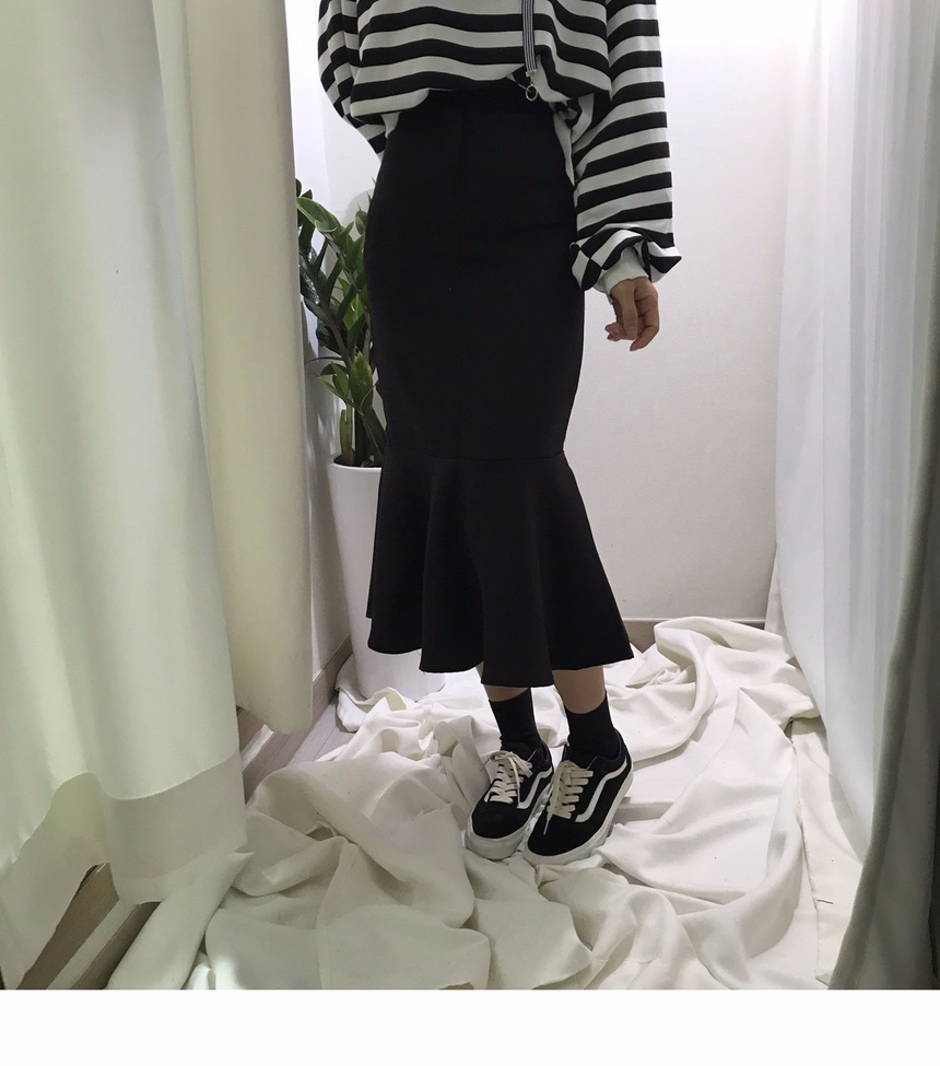 High-waisted Mermaid Skirt Autumn Long Tiered Long