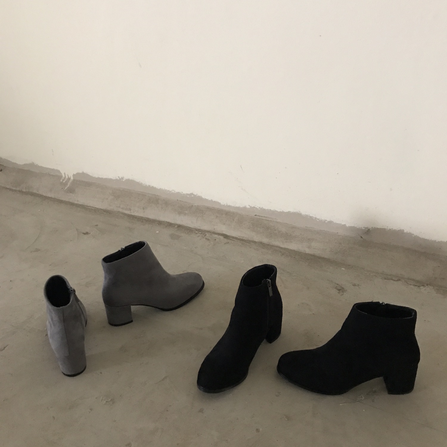 Suede Ankle Boots Angle Midsole Heel 5cm Black, Gr