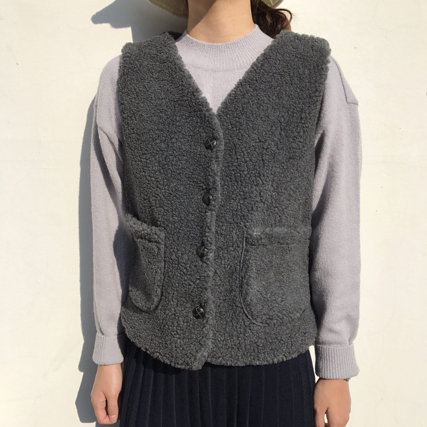 Winter knit pleated long skirt 4color wrinkles