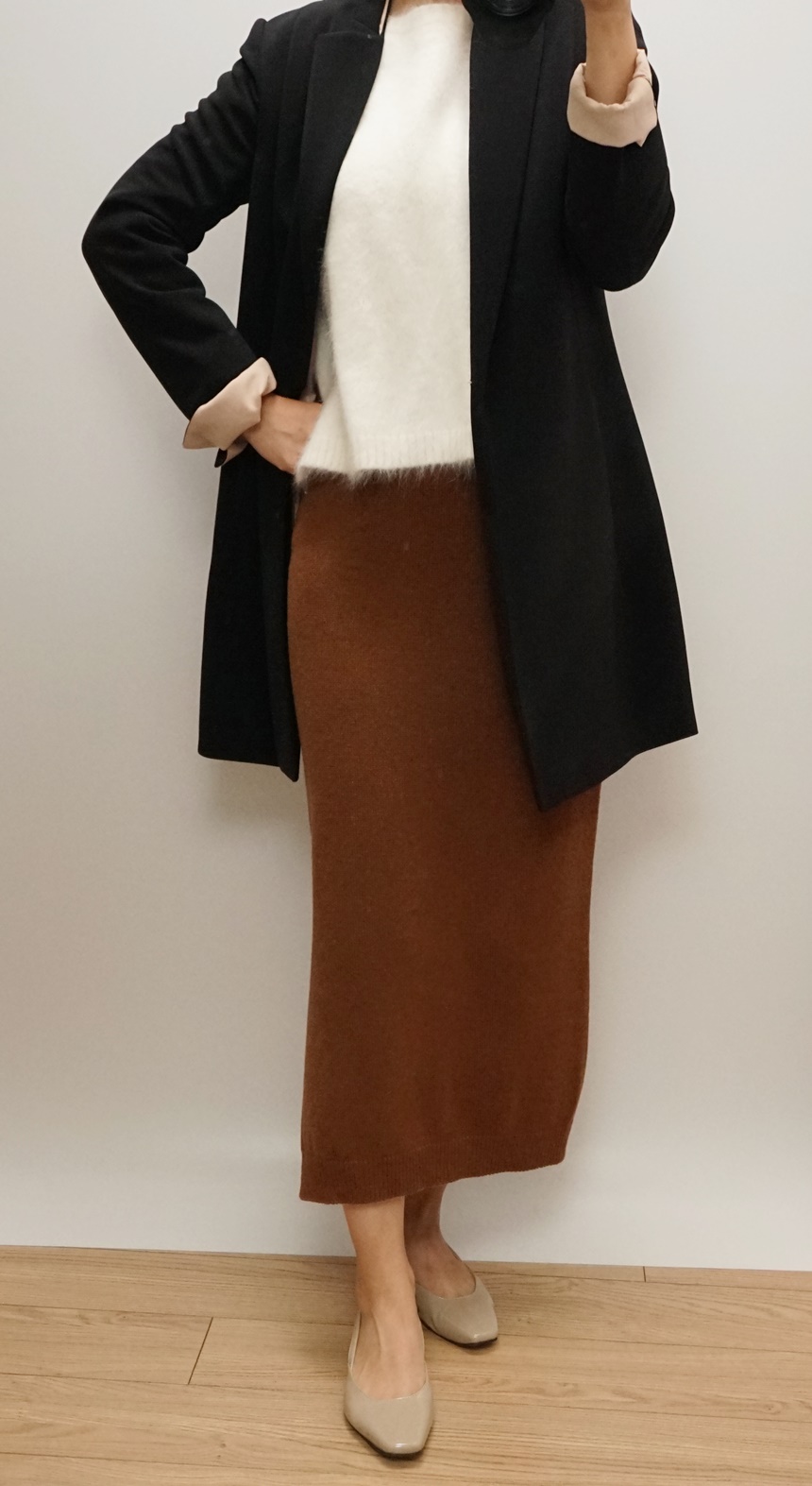 Knitted skirt Beige Brown Gray Black Briefing Band