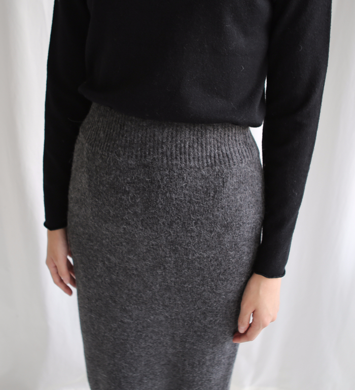 Knit winter long skirt skirt back slit